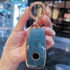メルセデス ベンツ キーカバー リング付き グレー 緑 キーケース キーホルダー