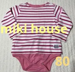 美品/mikihouse/ベビーロンパース/ボーダーロンパース/80