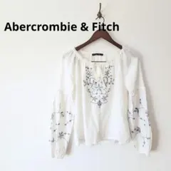 Abercrombie&Fitch 刺繍 ブラウス オフショル風 白 S 春 夏
