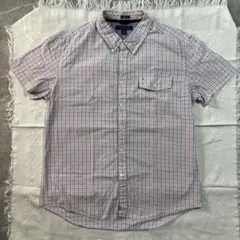 H*️様 トミーヒルフィガー 半袖 シャツ XL ギンガムチェック ピンク ブル