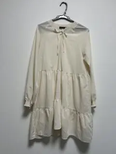 アイボリー ティアードデザイン 長袖チュニック