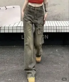 SHEIN レディース カジュアル ルーズ カーゴデニムパンツ S