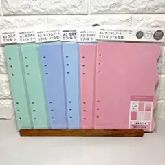 セリア　シール台紙　5枚×6点　ブルーピンクグリーン　A5カスタムノートリフィル