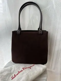 超美品　サルヴァトーレフェラガモ　ハンドバッグ　スエード×レザー　3層式