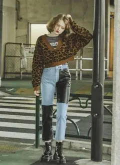 jouetie デニム ジーンズ エコレザードッキングパンツ