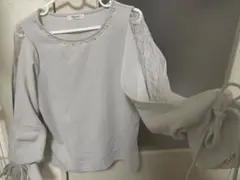 INGNI イング　ビジュー　水色　グレー　長袖　フリル　リボン　レース