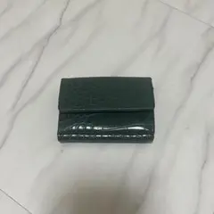 クロコ型押し 三つ折り財布 グリーン ミニ財布
