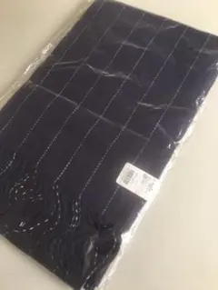 ストライプ ストール マフラー フリンジ デザイン 全長200cm ネイビー