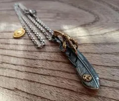 新品✳金爪 フェザーネックレス イーグルフック メディスンホイール 三代目