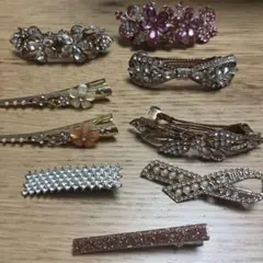 ピンククリスタル バタフライ ヘアクリップ レディース 合金装飾 