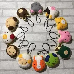 正月　12干支　新年　フェルト　ガーランド　オーナメント　ハンドメイド