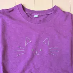 猫刺繍 ドット柄チュール 長袖カットソー 120cm