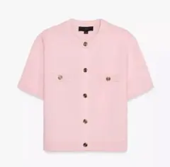ZARA 半袖 ニットカーディガン ピンク ゴールドボタンのサムネイル