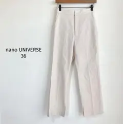 ナノユニバース nano UNIVERSE 麻混カジュアルパンツ【36】ベージュ
