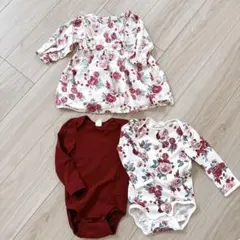 H&M 花柄ワンピース ロンパース 3点セット