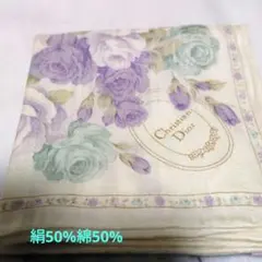 ★新品クリスチャンディオール　大判ハンカチ　スカーフ　絹50%　綿50%母の日