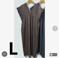 【完売品】しまむら Laxdantia シャーリングワンピース　濃茶