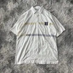 canda ポロシャツ ボーダー【M】白 薄手 ヴィンテージ レトロ