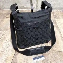 本物☆グッチ GG キャンバス ミニショルダーバッグ 斜めがけ ボディバッグ 黒