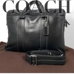 美品 4687 COACH コーチ 2way ビジネスバッグ レザー ブラック