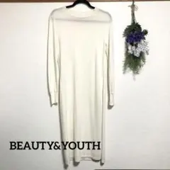ビューティ＆ユース　ウールレーヨンサイドスリットニットワンピース
