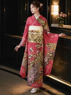 振り袖 長襦袢 2点セット】 友禅 金駒刺繍 金彩 古典柄 美品No.C12