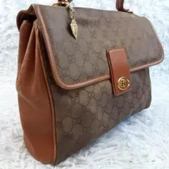 希少ターンロック◎GUCCI グッチ ハンドバッグ GG柄 ゴールドチャーム付