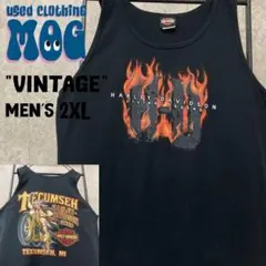 USA製《US古着》ハーレー ファイヤー タンクトップ Tシャツ メンズ2XL