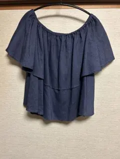 【美品】OUVRAGE CLASSE 麻混 2wayオフショル フリルブラウスのサムネイル