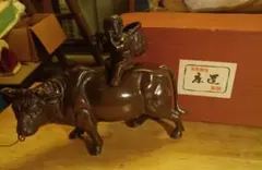 美術鋳銅 床置 牧童 牛 笛吹童子 置物 共箱付 彫刻 伝統工芸 縁起物 禅 美術鋳銅 床置 牧童 牛 笛吹童子 置物 共箱付 彫刻 伝統工芸 縁起物 禅