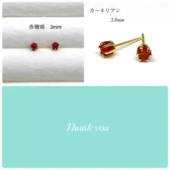 赤珊瑚　スタッドピアス　サージカルステンレス