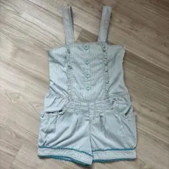 メゾピアノ♡オーバーオール　サロペット　ストライプ　水色　150cm