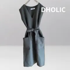 DHOLIC【Ｆ】ノースリーブ Vネックチュニックワンピース／カーキグリーン