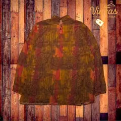 vintageオレンジ ブラウン ハイネックシャツ トップス　ブラウス