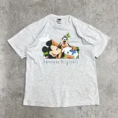 90s USA製 ぶち抜きミッキー ドナルド グーフィ プリント Tシャツ