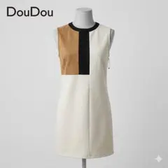 【新品タグ付】DouDou スエード調 配色切替 ノースリーブワンピース 春夏のサムネイル