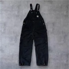 Carhartt オーバーオール 34×30 ブラック 前開き ダブルニー 中綿
