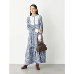 【美品】earth music&ecology ヨーク切替 花柄ワンピース