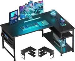 ゲーミングデスク L字 パソコン幅150cm奥行80cm高さ73cm ブラック