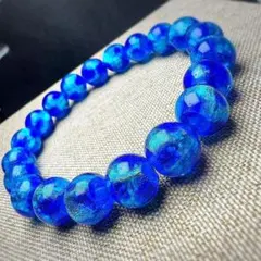 ホタルガラスのブレスレット（アクアブルー） 蓄光 ホタルガラス 14mm ブレスレット アクアブルー とんぼ玉 - メルカリ