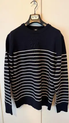 UNIQLO ミラノリブ ボーダーニットセーター XL ネイビー