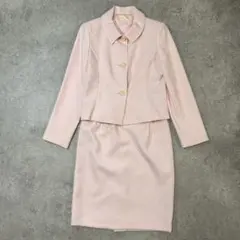 ピンクスーツ 襟付き タイトスカート美品スーツセット春物