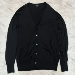 ユニクロUNIQLO メリノVネックカーディガン　ブラック　XL ウール100%