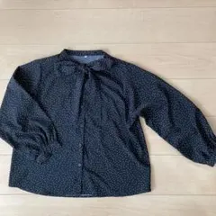 水玉模様リボン付き長袖シャツ