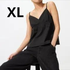 UNIQLO ギャザーキャミソール ブラック XL タグ付き　ユニクロのサムネイル
