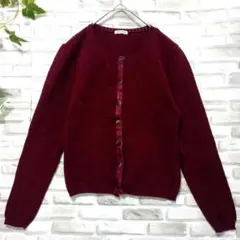 レストローズ　LEST ROSE　カーディガン　長袖　透け感　日本製　赤紫