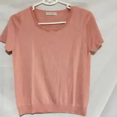 any SiS ピンク ビジュー付き 半袖ニット＋カーディガン アンサンブル 2