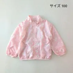 女の子 りぼん柄 ジャンパー ウインドブレーカー 羽織り 100cm 裏メッシュ