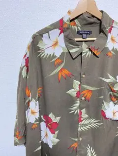 【古着】GEORGE アロハシャツ 2XL 半袖　茶色のサムネイル
