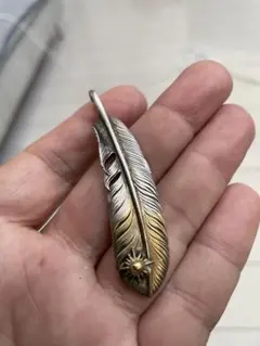 完売 メタル 特大 フェザー 左 ネックレス ハンドメイド ノーブランド 
